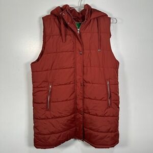 DIP Hooded‎ Puffer Vest Rust Orange Quilted XL